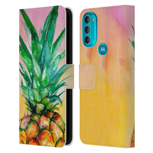 Mai Autumn Paintings Ombre Pineapple Leather Book Wallet Case Cover For Motorola Moto G71 5G
