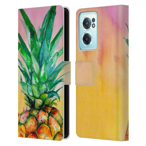 Mai Autumn Paintings Ombre Pineapple Leather Book Wallet Case Cover For OnePlus Nord CE 2 5G