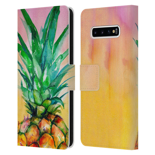 Mai Autumn Paintings Ombre Pineapple Leather Book Wallet Case Cover For Samsung Galaxy S10+ / S10 Plus