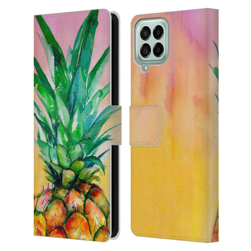Mai Autumn Paintings Ombre Pineapple Leather Book Wallet Case Cover For Samsung Galaxy M33 (2022)
