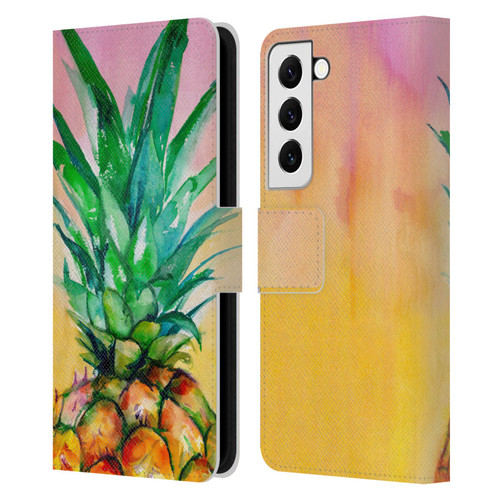 Mai Autumn Paintings Ombre Pineapple Leather Book Wallet Case Cover For Samsung Galaxy S22 5G