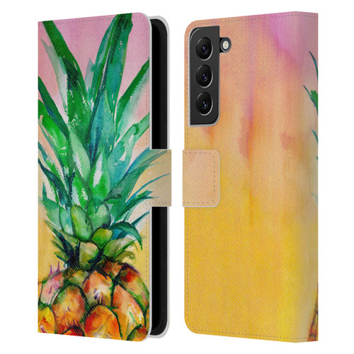 Mai Autumn Paintings Ombre Pineapple Leather Book Wallet Case Cover For Samsung Galaxy S22+ 5G