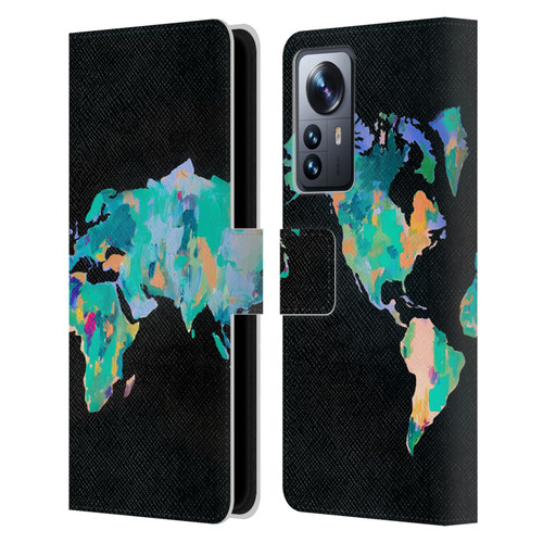 Mai Autumn Paintings World Map Leather Book Wallet Case Cover For Xiaomi 12 Pro