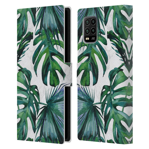 Nature Magick Tropical Palm Leaves On Marble Green Tropics Leather Book Wallet Case Cover For Xiaomi Mi 10 Lite 5G