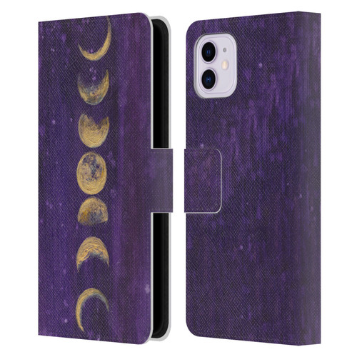 Mai Autumn Space And Sky Moon Phases Leather Book Wallet Case Cover For Apple iPhone 11