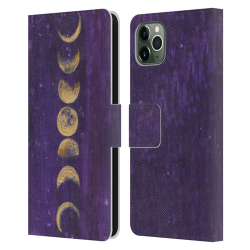 Mai Autumn Space And Sky Moon Phases Leather Book Wallet Case Cover For Apple iPhone 11 Pro Max