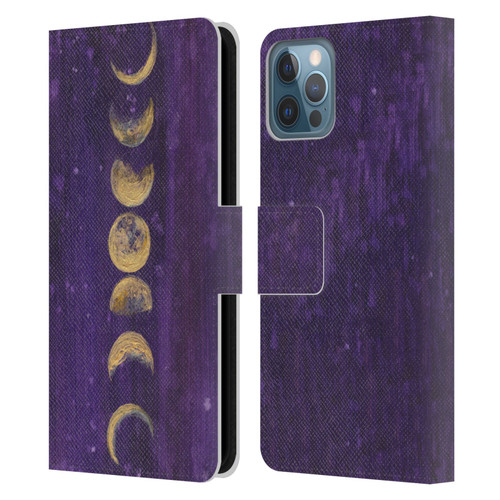 Mai Autumn Space And Sky Moon Phases Leather Book Wallet Case Cover For Apple iPhone 12 / iPhone 12 Pro