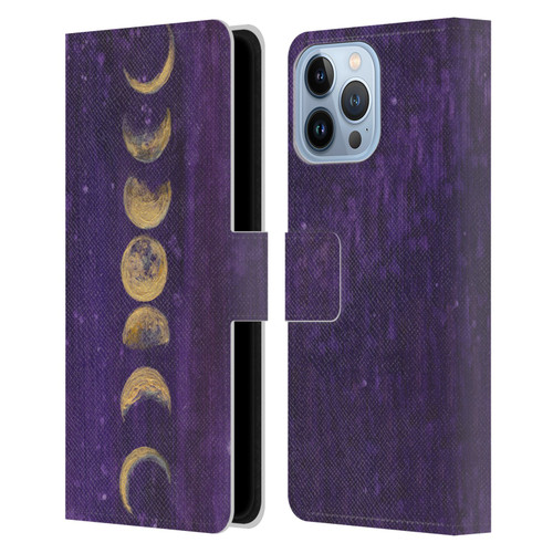 Mai Autumn Space And Sky Moon Phases Leather Book Wallet Case Cover For Apple iPhone 13 Pro Max
