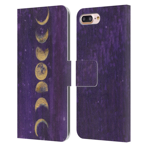 Mai Autumn Space And Sky Moon Phases Leather Book Wallet Case Cover For Apple iPhone 7 Plus / iPhone 8 Plus