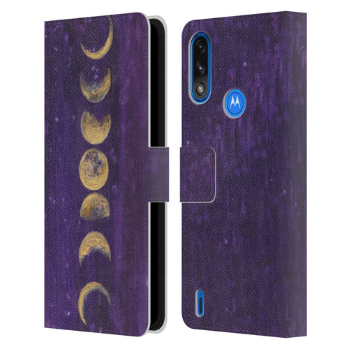 Mai Autumn Space And Sky Moon Phases Leather Book Wallet Case Cover For Motorola Moto E7 Power / Moto E7i Power