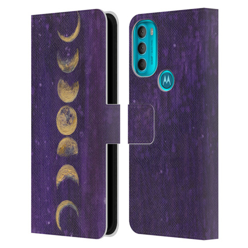 Mai Autumn Space And Sky Moon Phases Leather Book Wallet Case Cover For Motorola Moto G71 5G