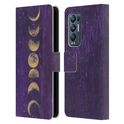 Mai Autumn Space And Sky Moon Phases Leather Book Wallet Case Cover For OPPO Find X3 Neo / Reno5 Pro+ 5G