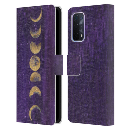 Mai Autumn Space And Sky Moon Phases Leather Book Wallet Case Cover For OPPO A54 5G
