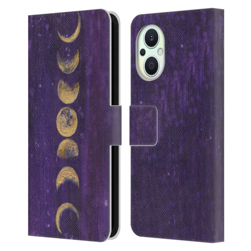 Mai Autumn Space And Sky Moon Phases Leather Book Wallet Case Cover For OPPO Reno8 Lite