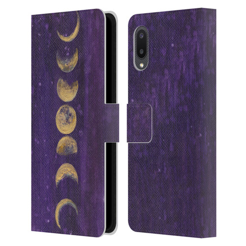 Mai Autumn Space And Sky Moon Phases Leather Book Wallet Case Cover For Samsung Galaxy A02/M02 (2021)