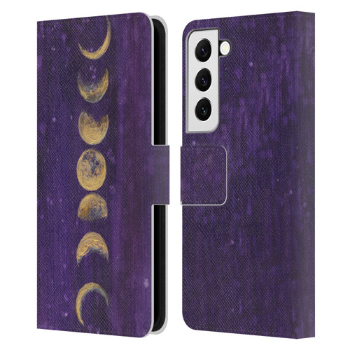 Mai Autumn Space And Sky Moon Phases Leather Book Wallet Case Cover For Samsung Galaxy S22 5G