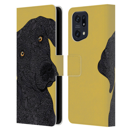 Valentina Dogs Black Labrador Leather Book Wallet Case Cover For OPPO Find X5