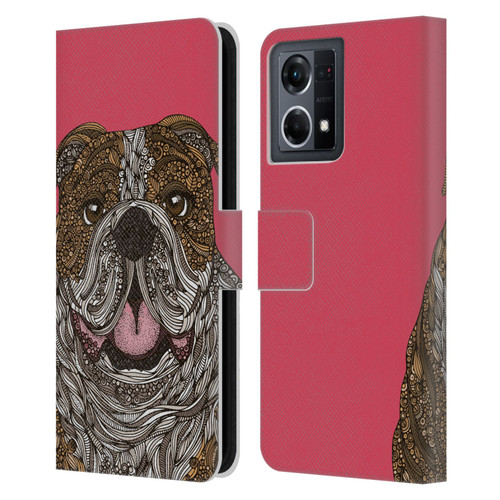 Valentina Dogs English Bulldog Leather Book Wallet Case Cover For OPPO Reno8 4G
