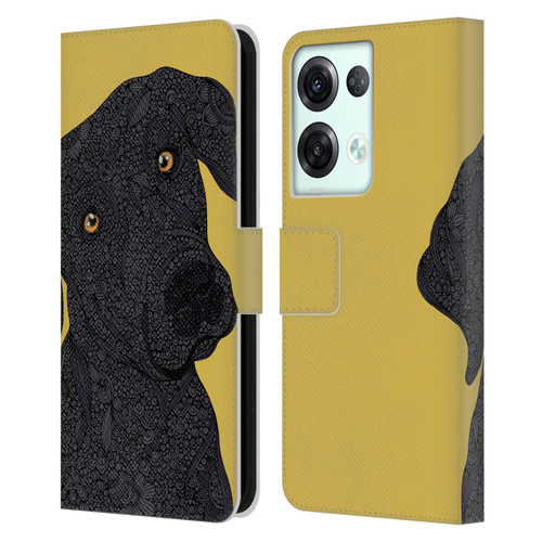 Valentina Dogs Black Labrador Leather Book Wallet Case Cover For OPPO Reno8 Pro