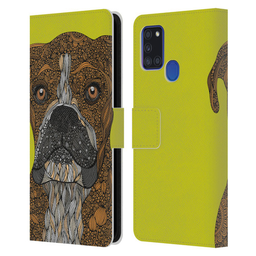 Valentina Dogs Boxer Leather Book Wallet Case Cover For Samsung Galaxy A21s (2020)