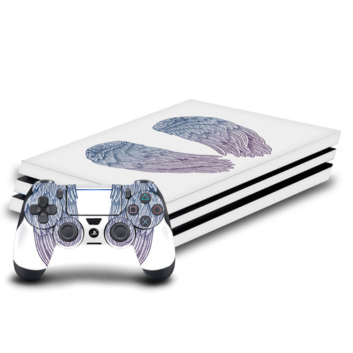 Rachel Caldwell Art Mix Angel Wings Vinyl Sticker Skin Decal Cover for Sony PS4 Pro Bundle