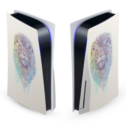 Rachel Caldwell Art Mix Lion Vinyl Sticker Skin Decal Cover for Sony PS5 Disc Edition Console