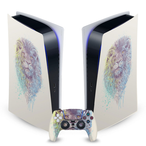 Rachel Caldwell Art Mix Lion Vinyl Sticker Skin Decal Cover for Sony PS5 Digital Edition Bundle