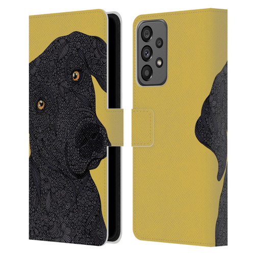 Valentina Dogs Black Labrador Leather Book Wallet Case Cover For Samsung Galaxy A73 5G (2022)