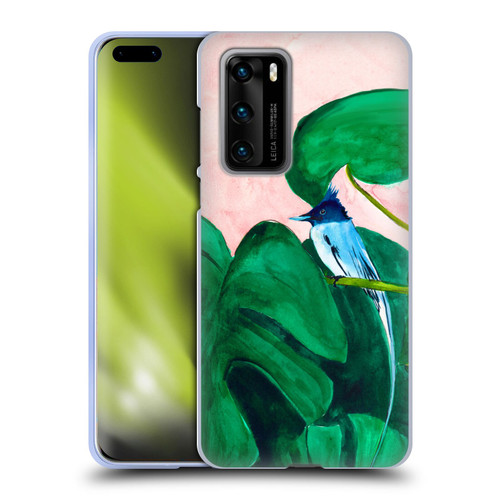 Mai Autumn Birds Monstera Plant Soft Gel Case for Huawei P40 5G
