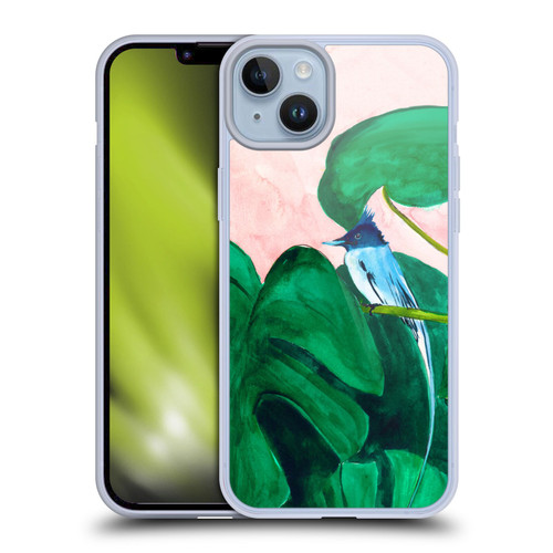 Mai Autumn Birds Monstera Plant Soft Gel Case for Apple iPhone 14 Plus