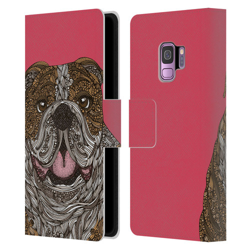 Valentina Dogs English Bulldog Leather Book Wallet Case Cover For Samsung Galaxy S9