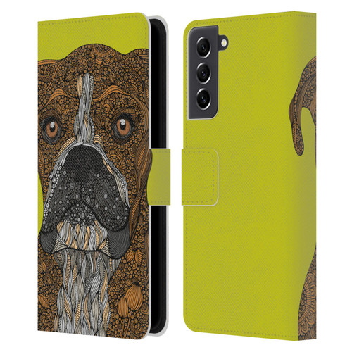 Valentina Dogs Boxer Leather Book Wallet Case Cover For Samsung Galaxy S21 FE 5G