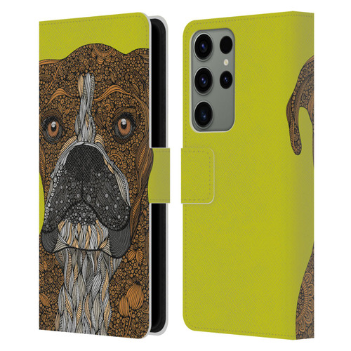 Valentina Dogs Boxer Leather Book Wallet Case Cover For Samsung Galaxy S23 Ultra 5G