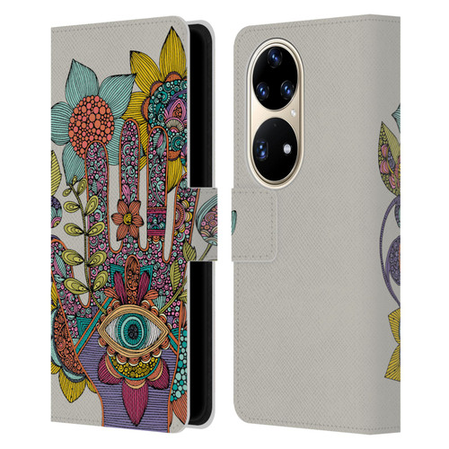 Valentina Symbols Illustration Hamsa Leather Book Wallet Case Cover For Huawei P50 Pro