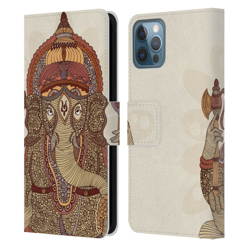 Valentina Symbols Illustration Ganesha Leather Book Wallet Case Cover For Apple iPhone 12 / iPhone 12 Pro