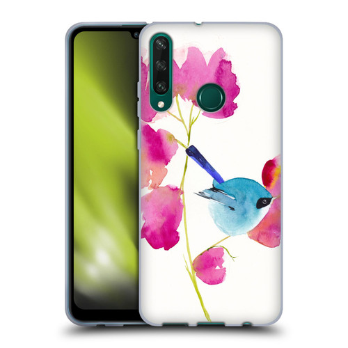 Mai Autumn Floral Blooms Blue Bird Soft Gel Case for Huawei Y6p