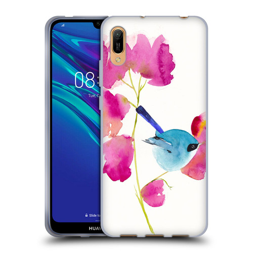 Mai Autumn Floral Blooms Blue Bird Soft Gel Case for Huawei Y6 Pro (2019)