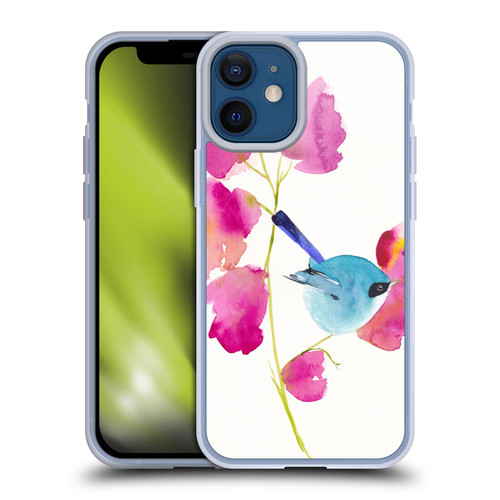 Mai Autumn Floral Blooms Blue Bird Soft Gel Case for Apple iPhone 12 Mini