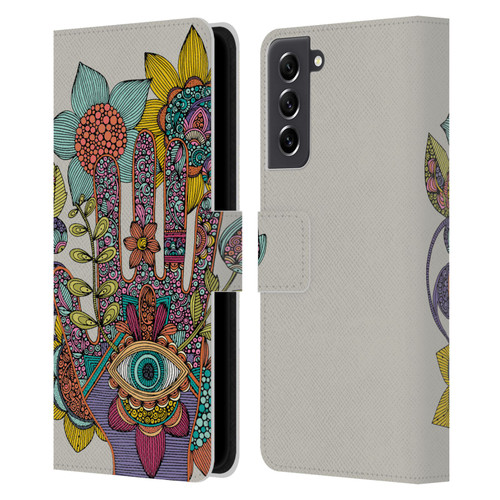 Valentina Symbols Illustration Hamsa Leather Book Wallet Case Cover For Samsung Galaxy S21 FE 5G