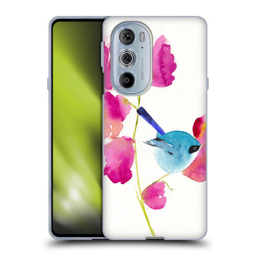 Mai Autumn Floral Blooms Blue Bird Soft Gel Case for Motorola Edge X30