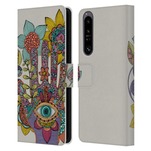 Valentina Symbols Illustration Hamsa Leather Book Wallet Case Cover For Sony Xperia 1 IV