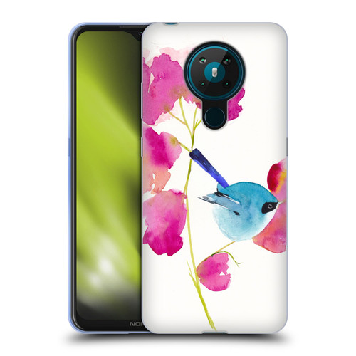 Mai Autumn Floral Blooms Blue Bird Soft Gel Case for Nokia 5.3