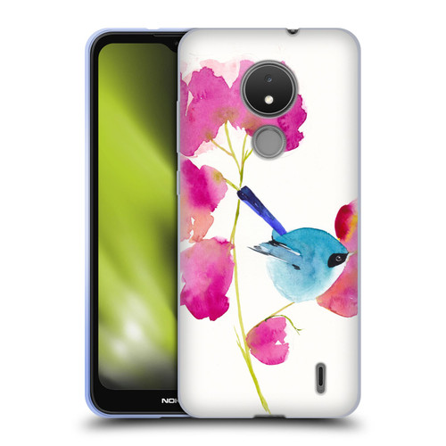 Mai Autumn Floral Blooms Blue Bird Soft Gel Case for Nokia C21