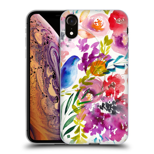 Mai Autumn Floral Garden Bluebird Soft Gel Case for Apple iPhone XR