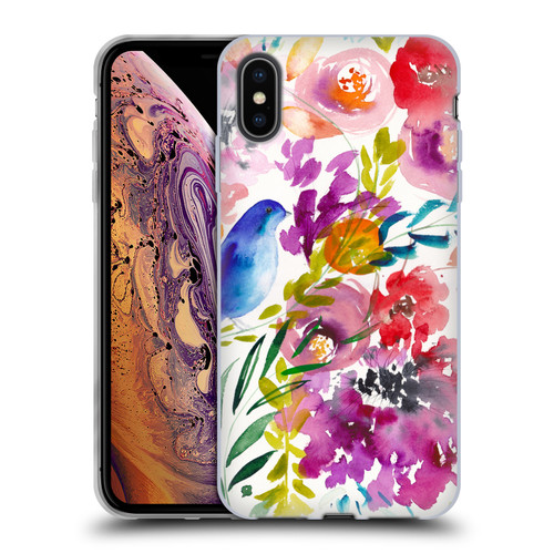 Mai Autumn Floral Garden Bluebird Soft Gel Case for Apple iPhone XS Max