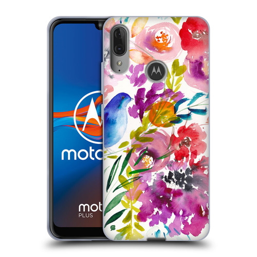 Mai Autumn Floral Garden Bluebird Soft Gel Case for Motorola Moto E6 Plus