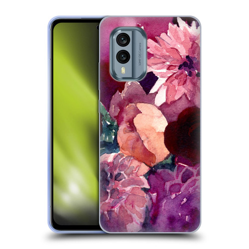 Mai Autumn Floral Garden Dahlias Soft Gel Case for Nokia X30