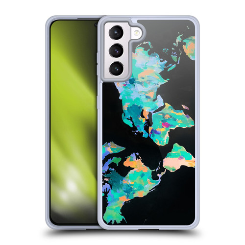 Mai Autumn Paintings World Map Soft Gel Case for Samsung Galaxy S21+ 5G