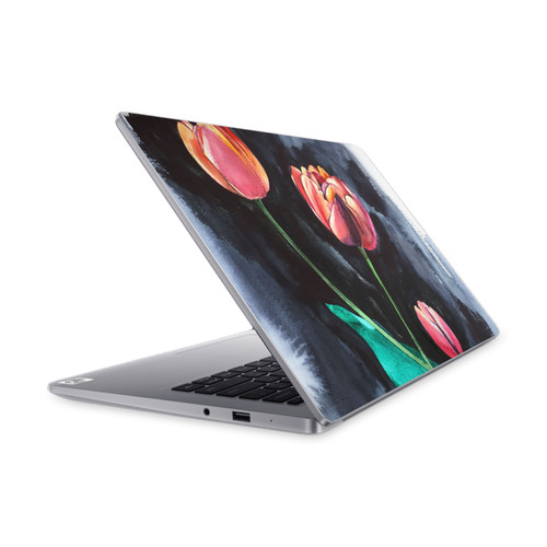 Mai Autumn Floral Blooms Tulips On Dark Vinyl Sticker Skin Decal Cover for Xiaomi Mi NoteBook 14 (2020)