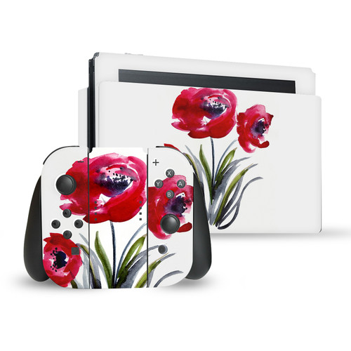 Mai Autumn Art Mix Red Flowers Vinyl Sticker Skin Decal Cover for Nintendo Switch Bundle